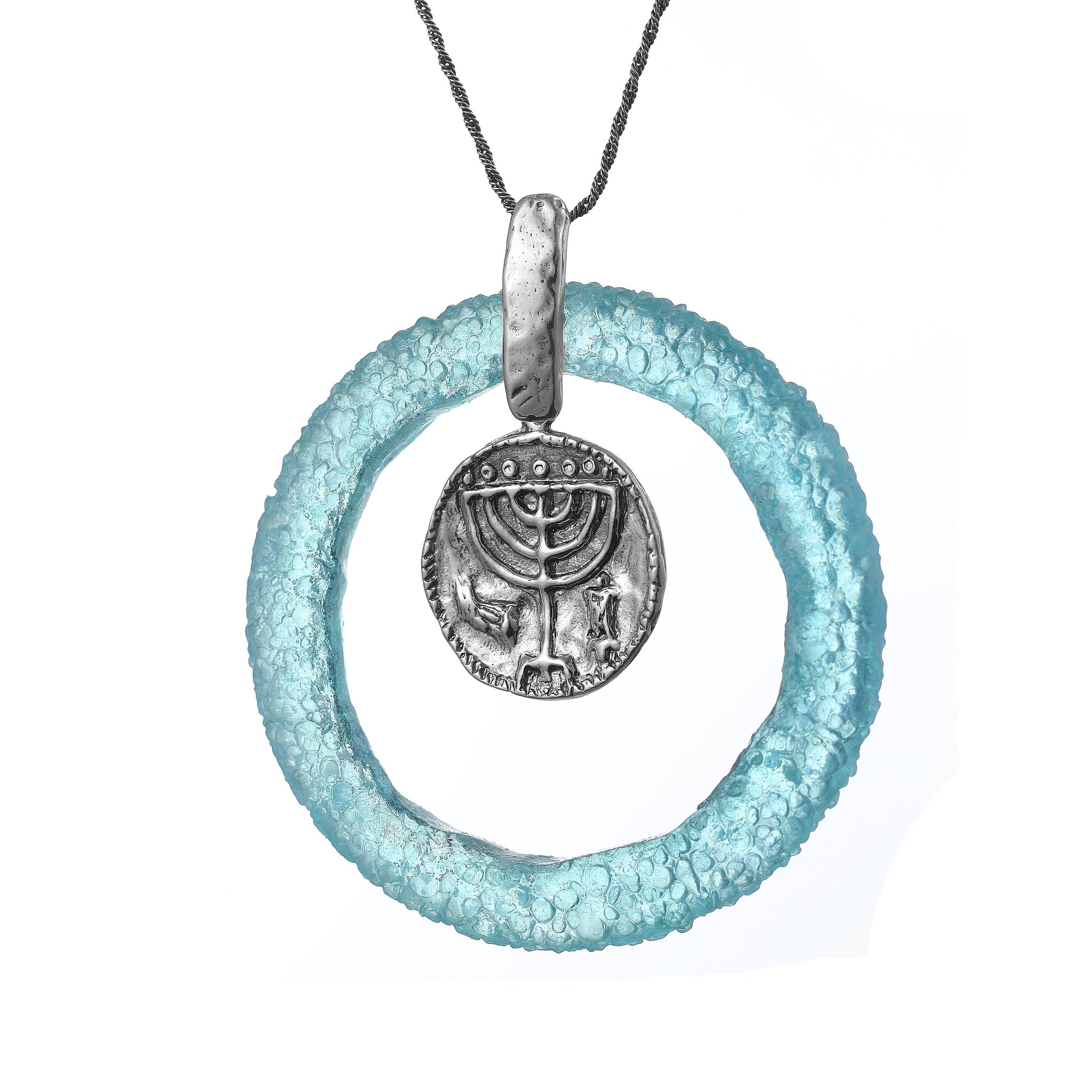 menorah treasure  Roman Glass Necklace