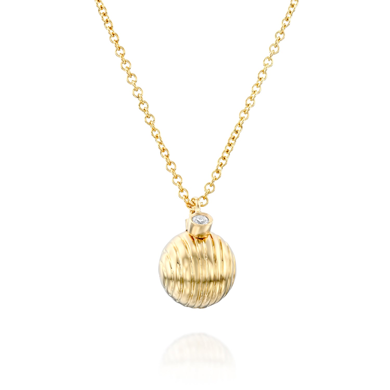 14K Gold Bell Necklace with Diamond