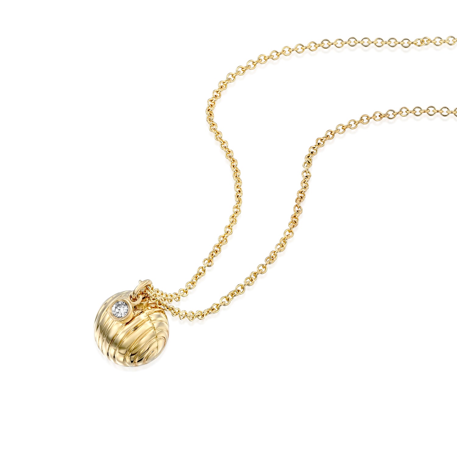 14K Gold Bell Necklace with Diamond