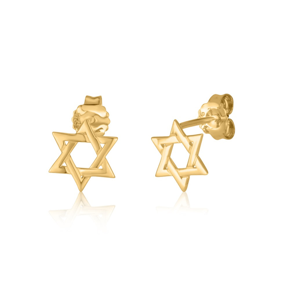 Gold star of david earrings