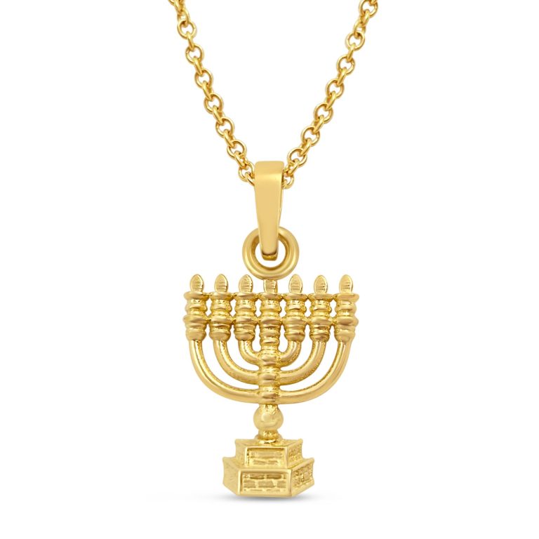 Small Temple Menorah Pendant Gold