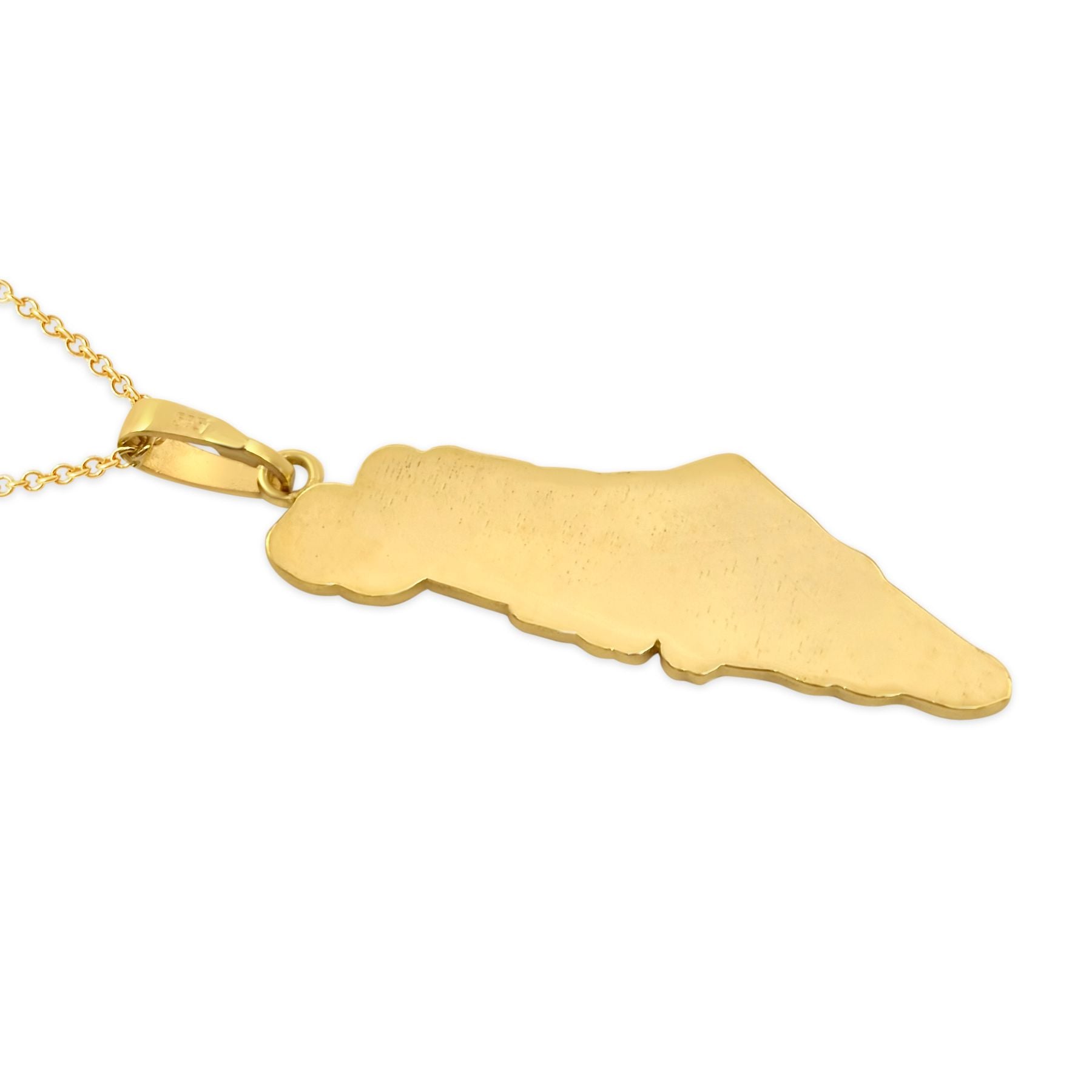 Israel Map with Am Yisrael Chai Pendant Gold