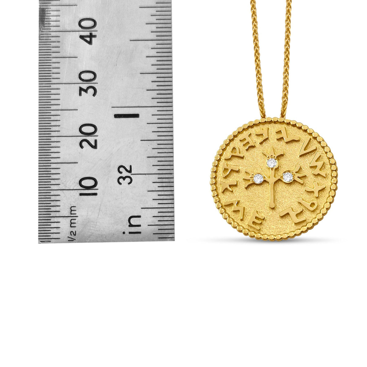 Half Shekel Coin Pendant with Diamond Inlay Single-Sided