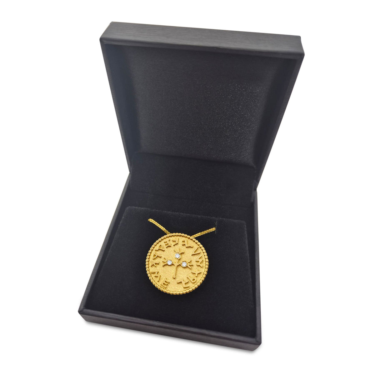 Half Shekel Coin Pendant with Diamond Inlay Single-Sided