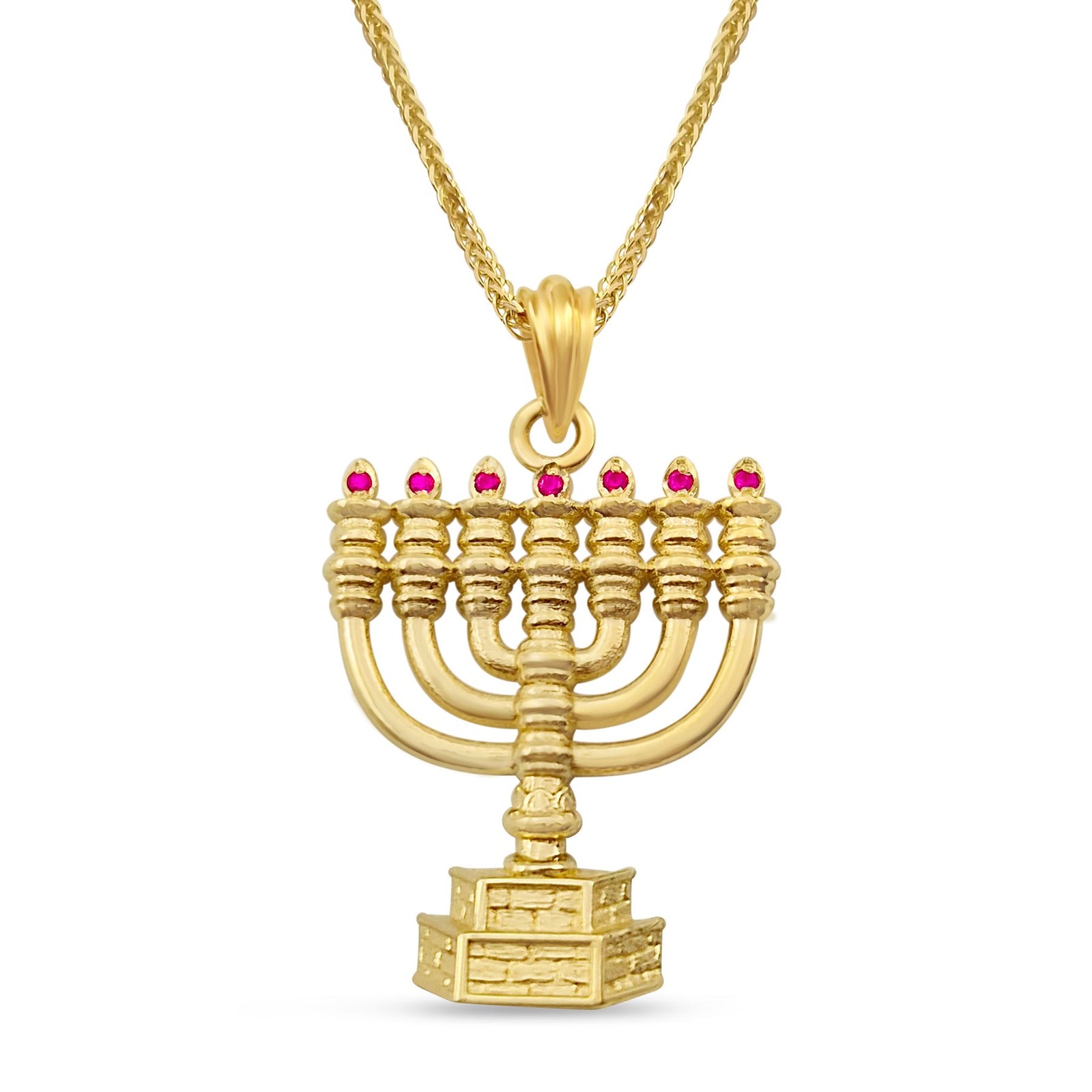 Menora Necklace with Ruby Candles