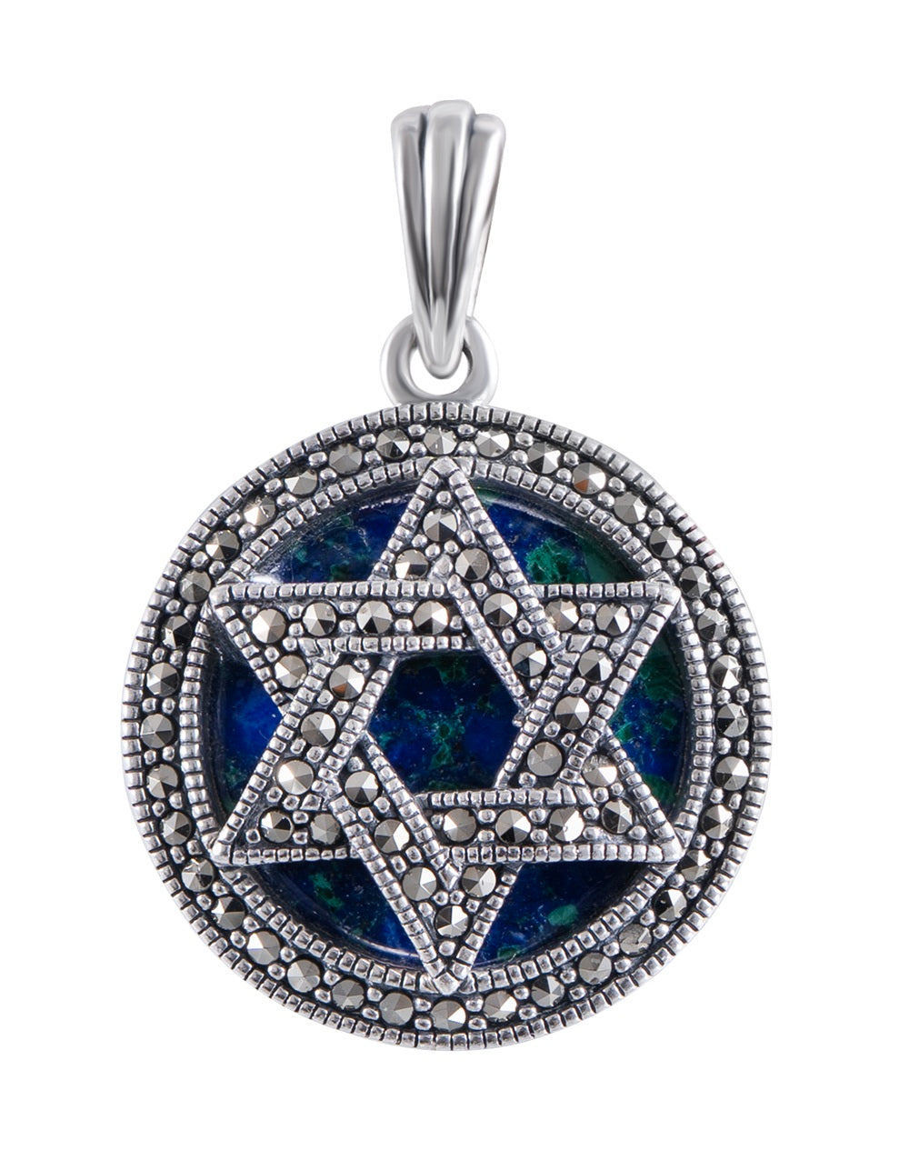 Silver Star of David Eilat Stone Pendant