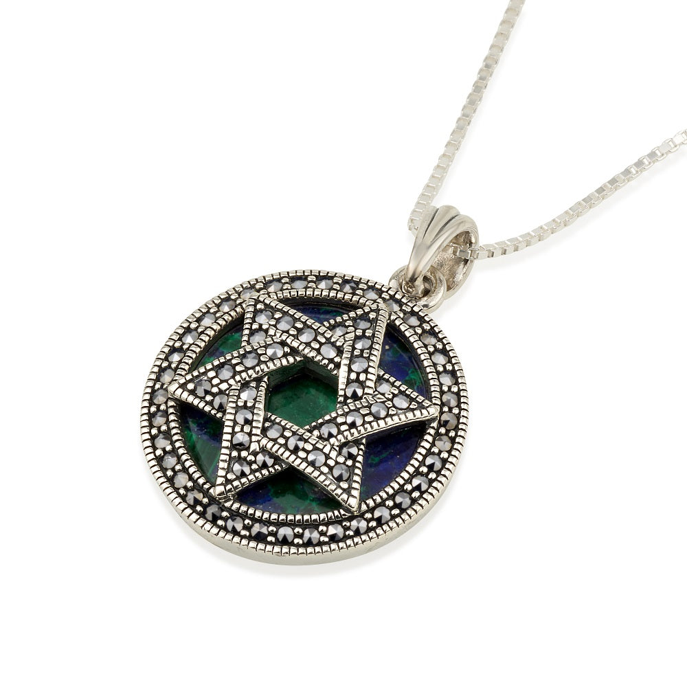 Silver Star of David Eilat Stone Pendant