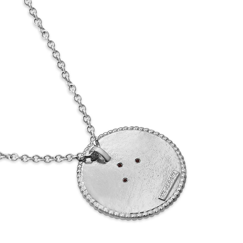 Half Shekel Coin Pendant with Garnet Inlay Single-Sided