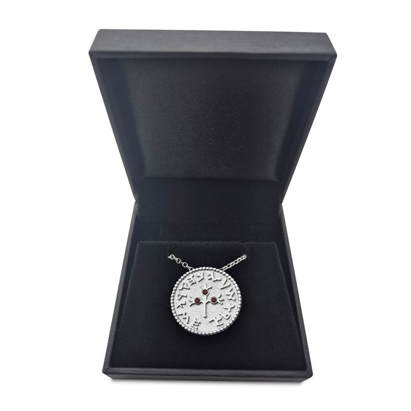 Half Shekel Coin Pendant with Garnet Inlay Single-Sided