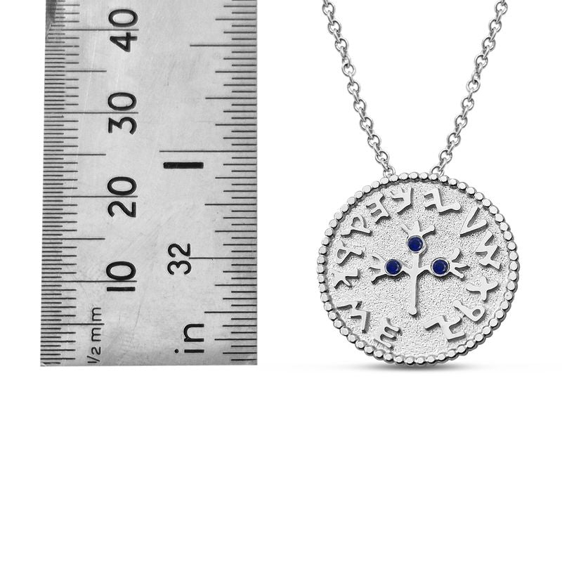 Half Shekel Coin Pendant with Sapphire Inlay Single-Sided