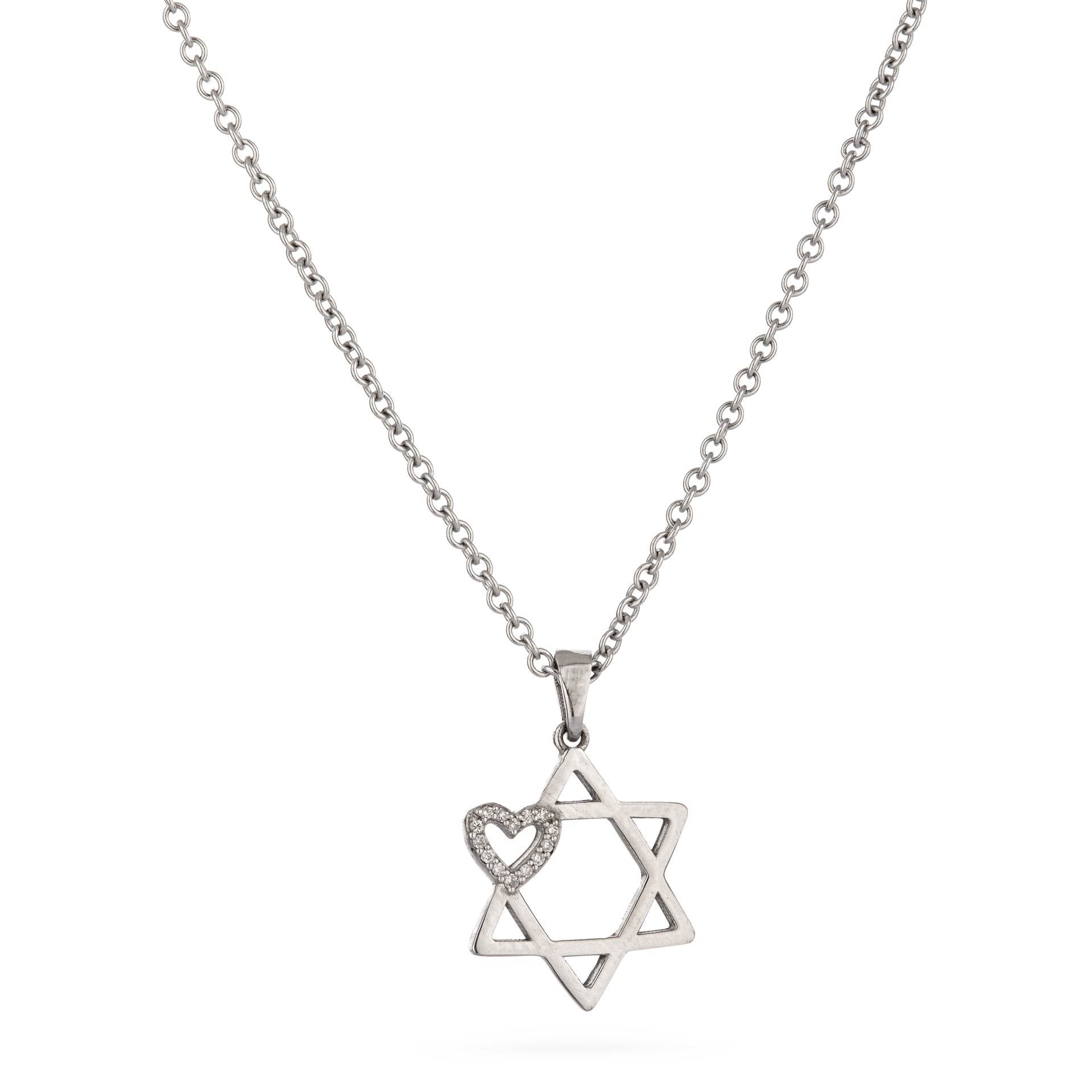 Diamond Heart Star of David Necklace