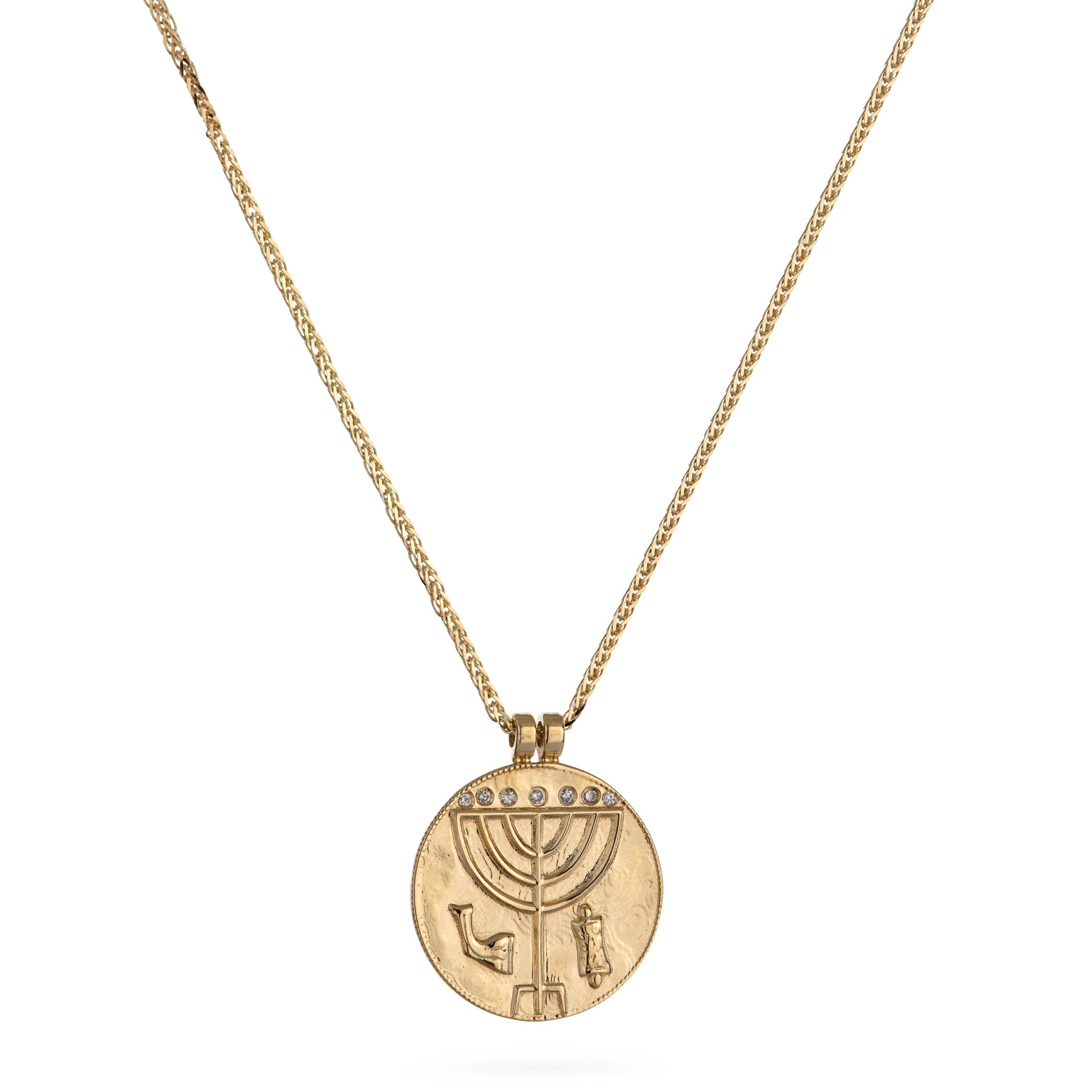 Menorah Medallion Diamond Necklace