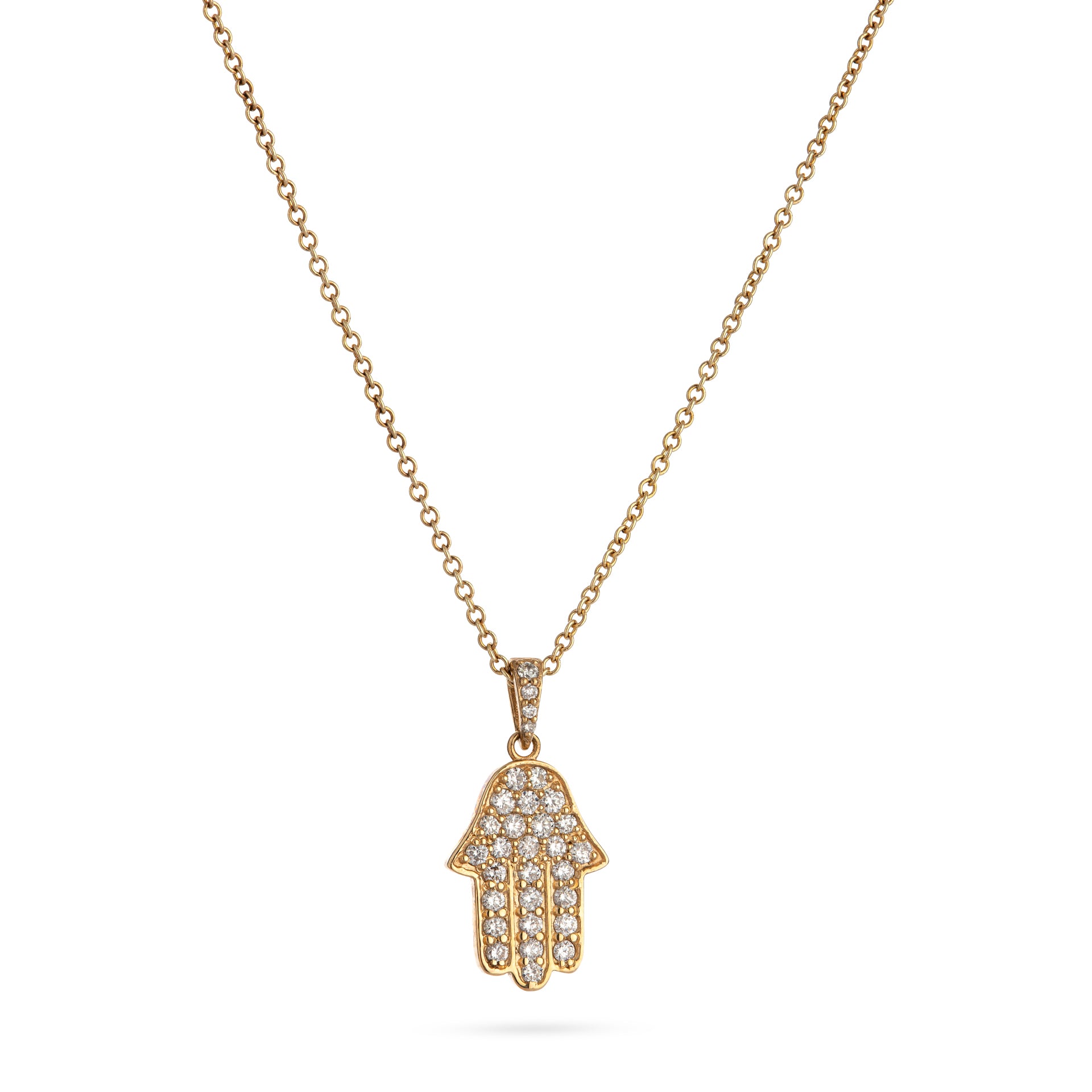 Hamsa 14K Yellow Gold with Natural Diamonds