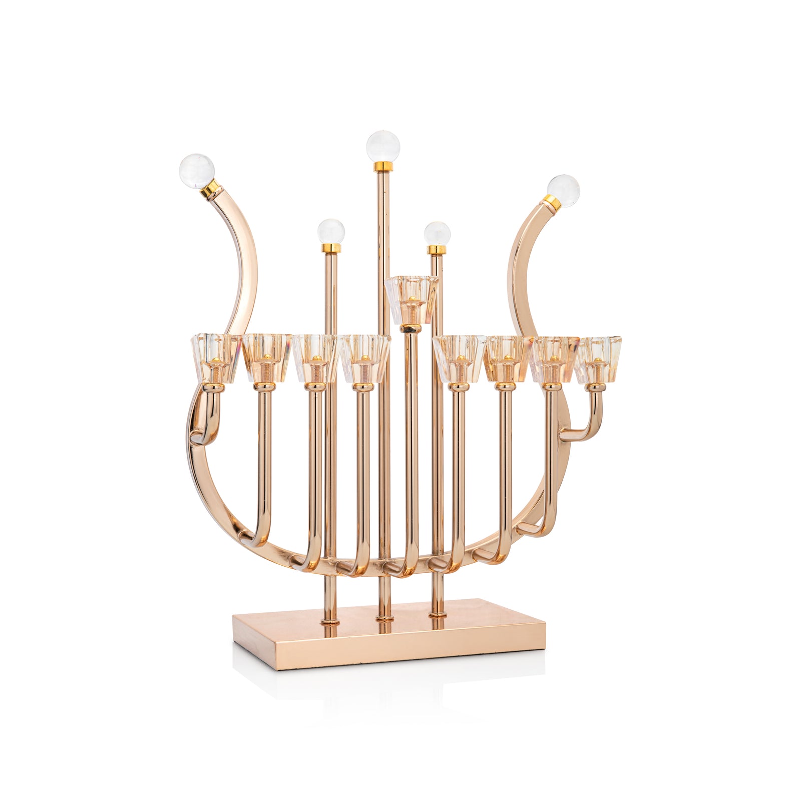 Metal Hanukkia with crystal tubes