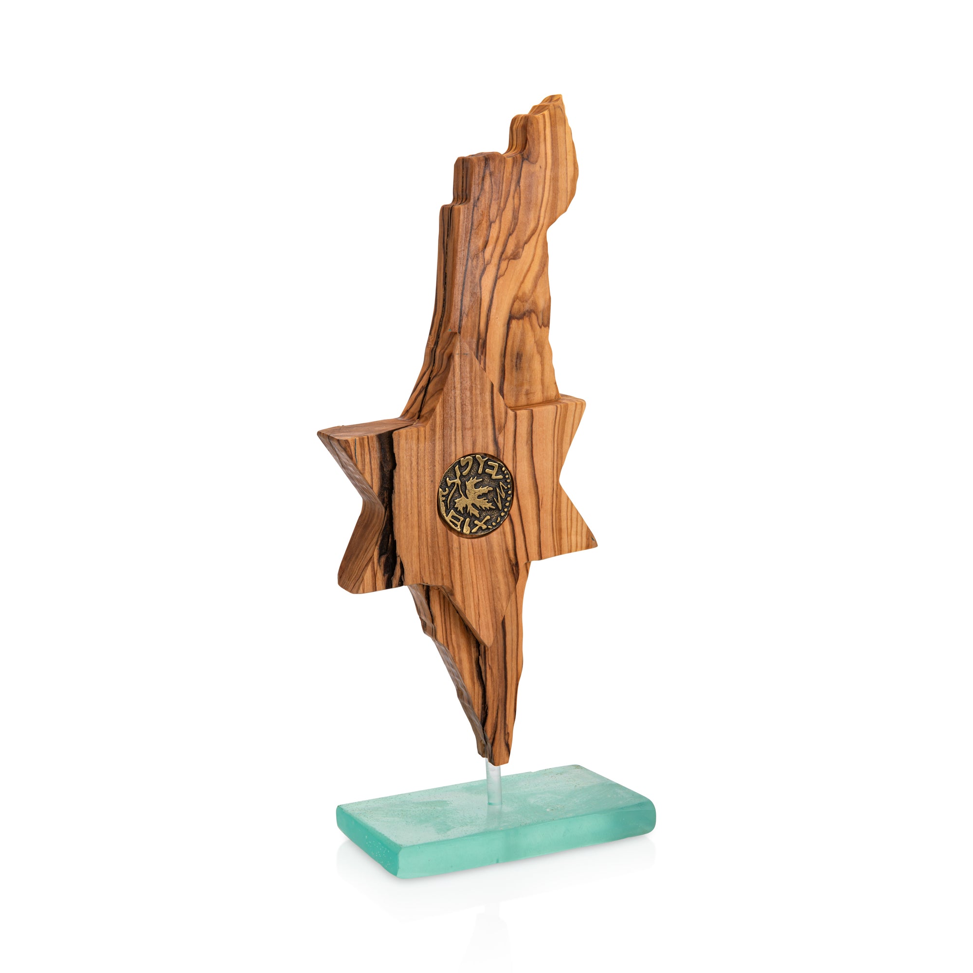 The Land of Israel and the Star of David with a freedom of Zion coin on an epoxy base