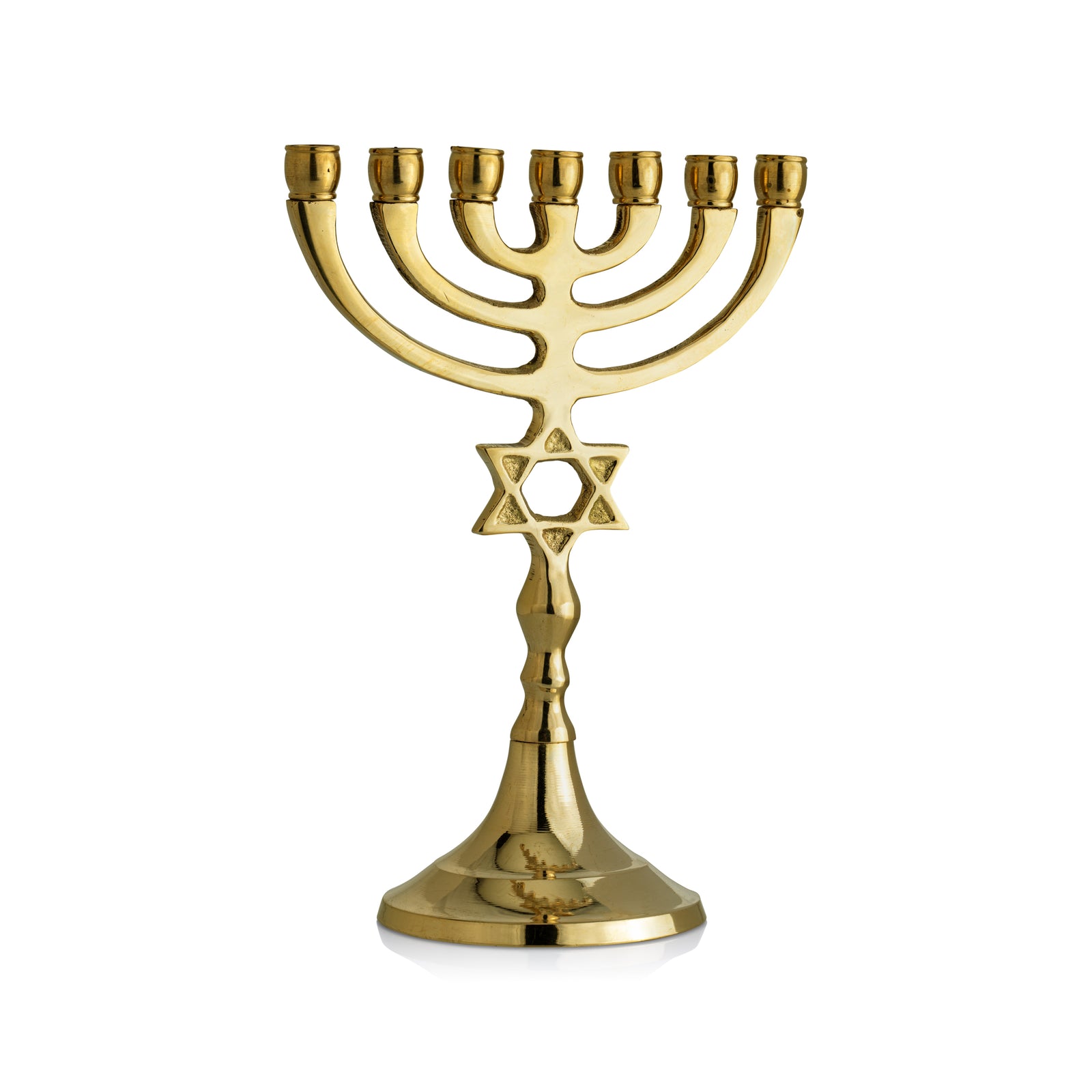 Star of David Menorah with Shiny Copper Finish
