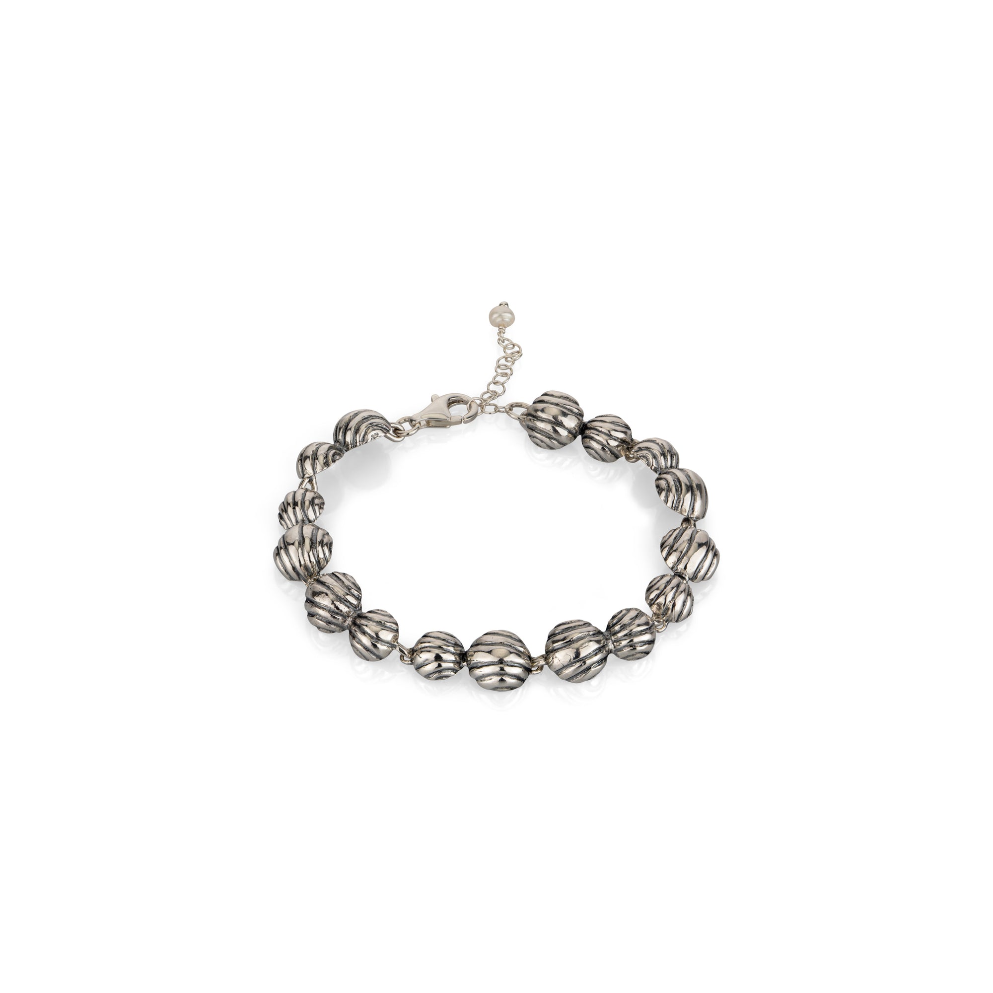 Sterling Silver Bell-Link Bracelet with Sapphires