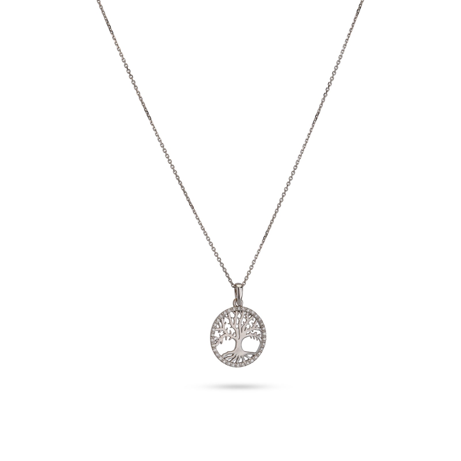 White gold tree of life pendant