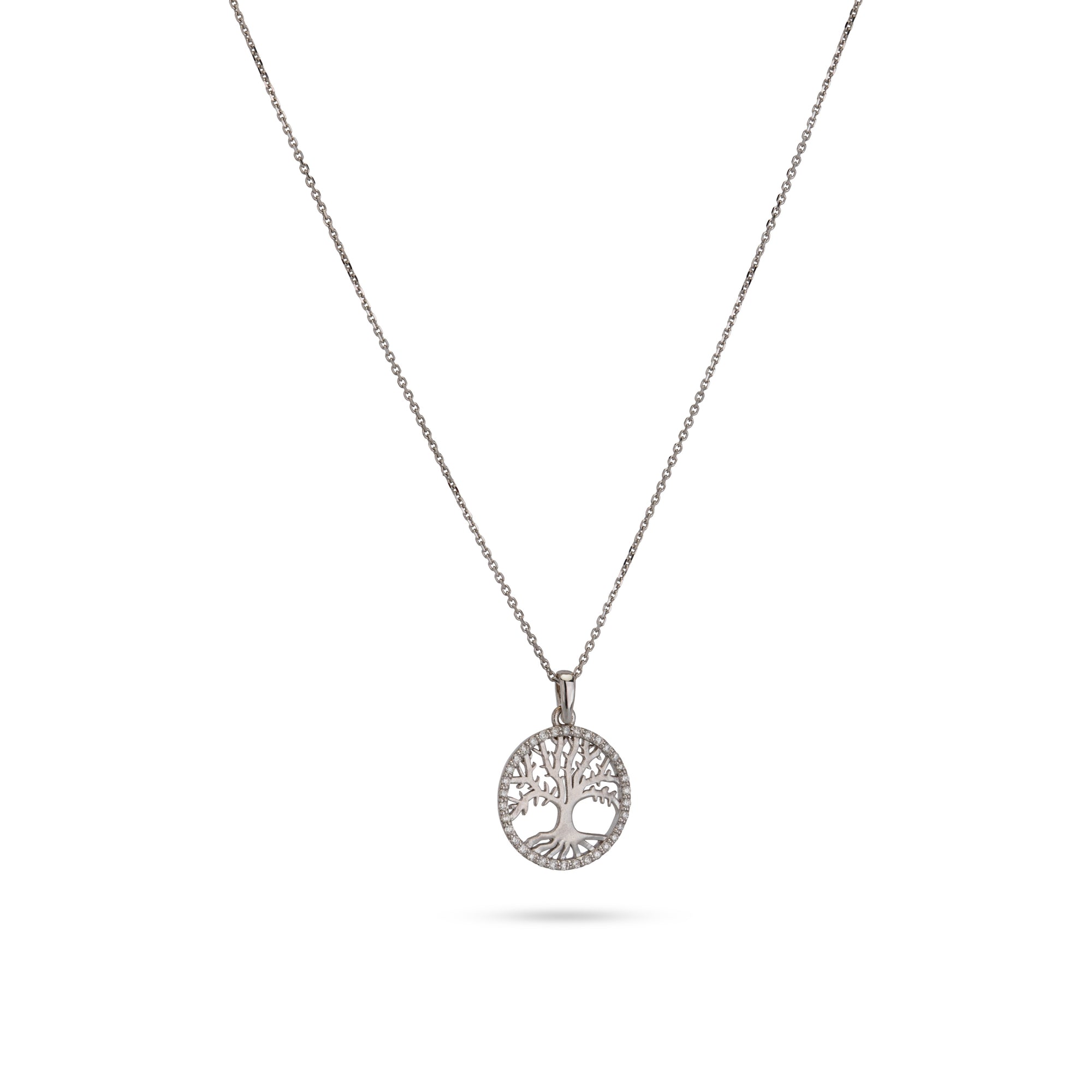 White gold tree of life pendant