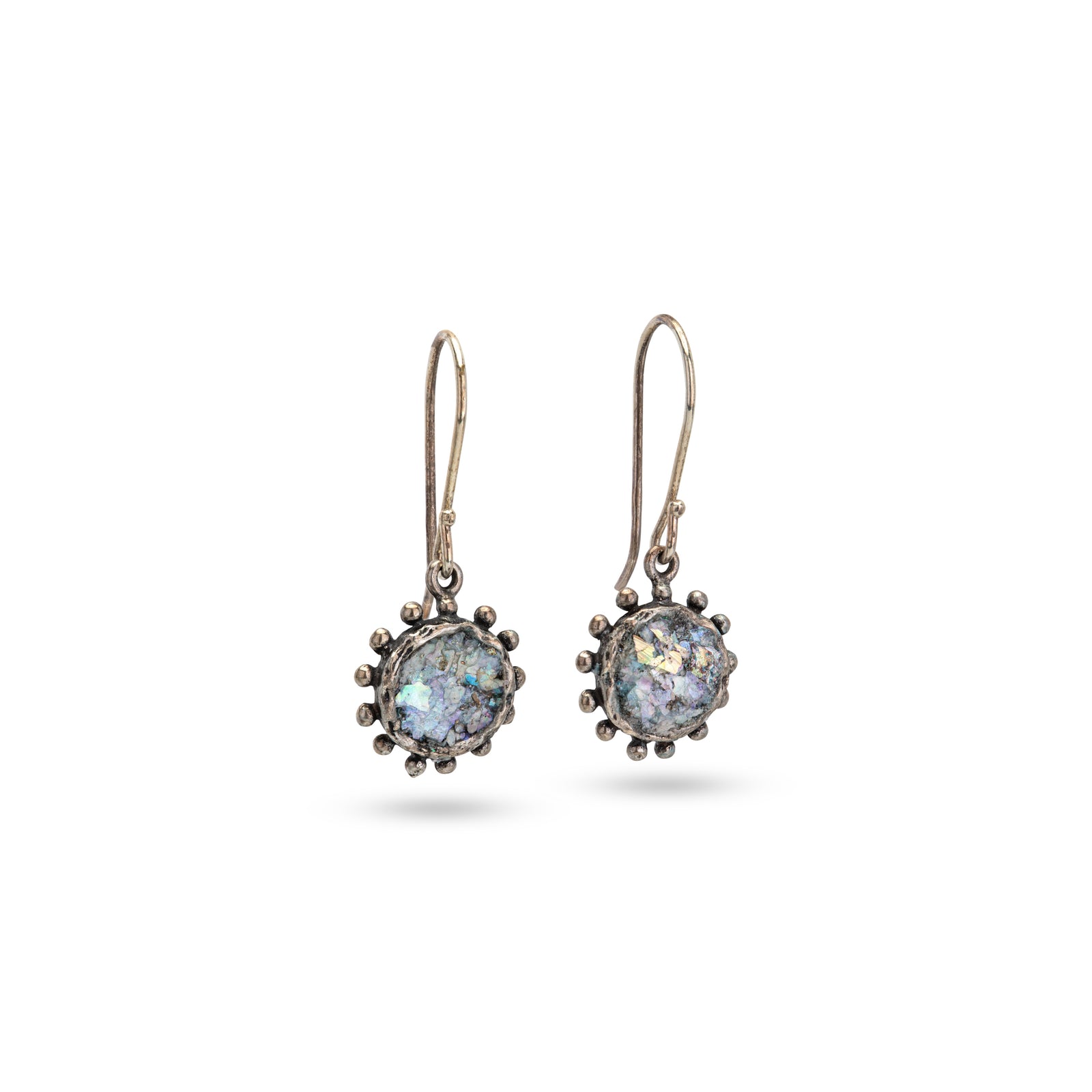 Roman Glass Earrings with Silver Ball Decoration