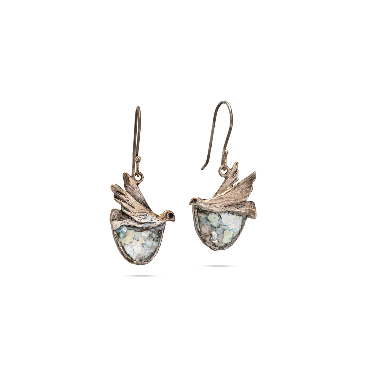 Roman Glass Peace Dove Earrings