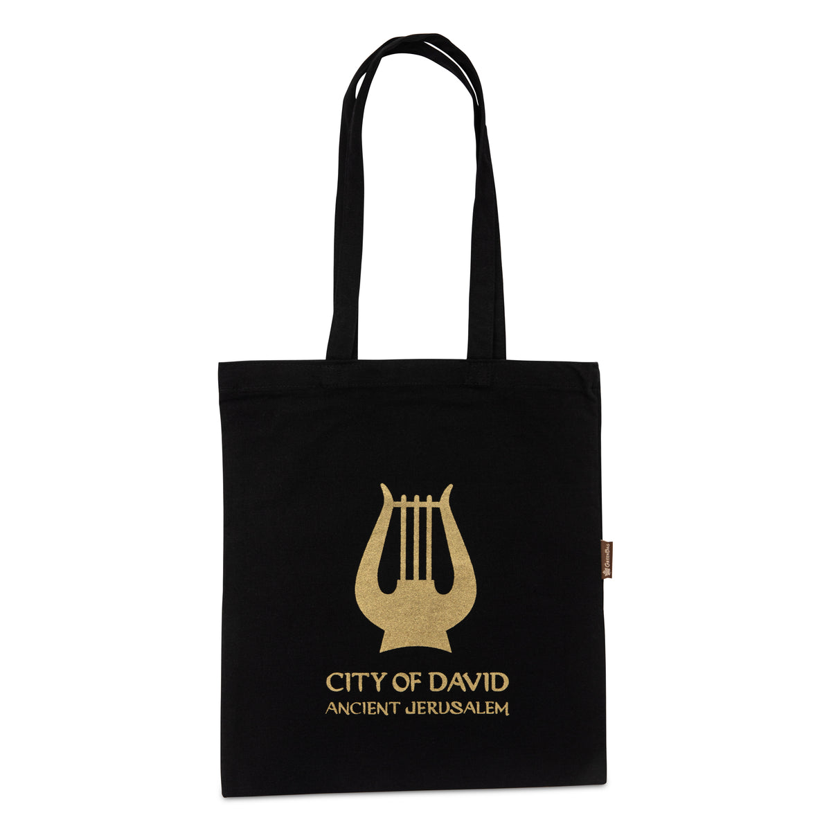 Harp Print Canvas Tote Bag - Black