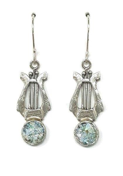 KING DAVID earrings silver with roman glass