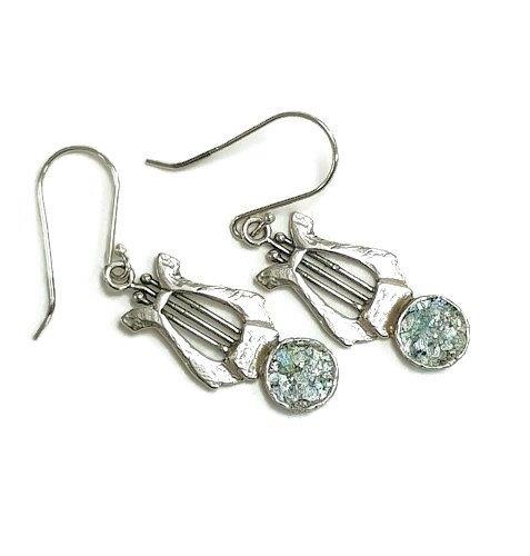 KING DAVID earrings silver with roman glass