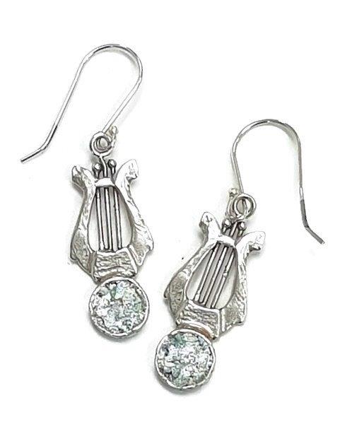 KING DAVID earrings silver with roman glass