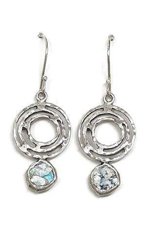 royal earrings silver with roman glass