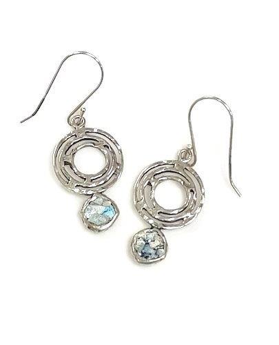 royal earrings silver with roman glass