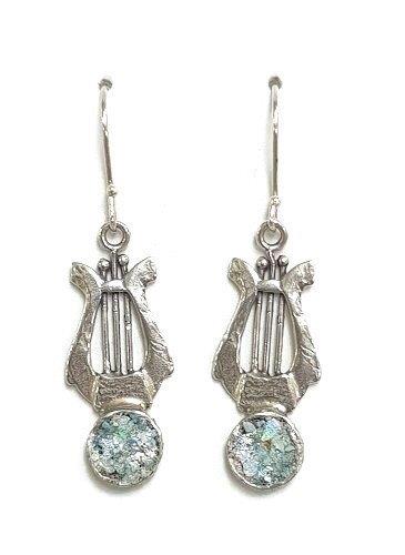 KING DAVID earrings silver with roman glass