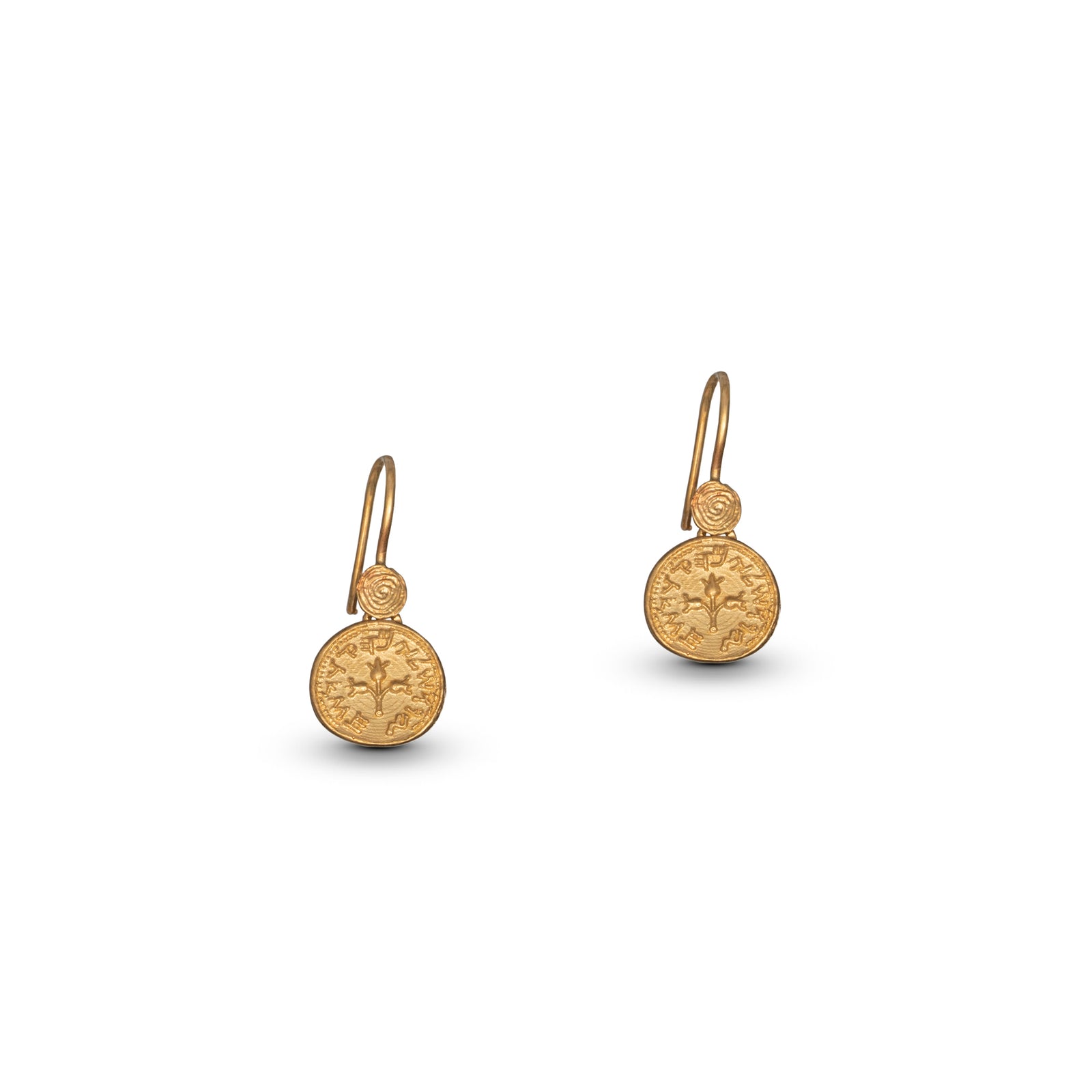 GOLD EARRINGS HALF SHEKEL COIN