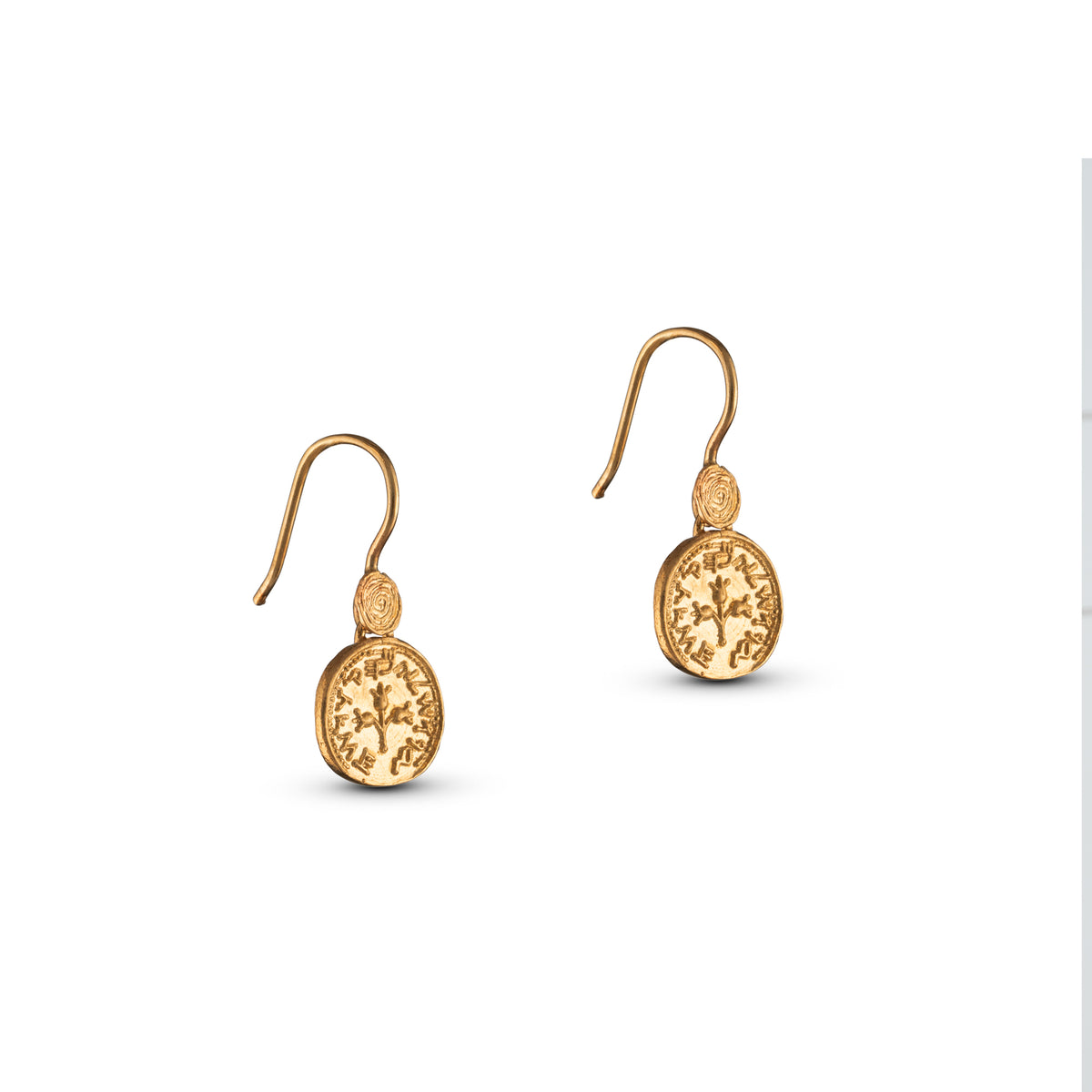 GOLD EARRINGS HALF SHEKEL COIN