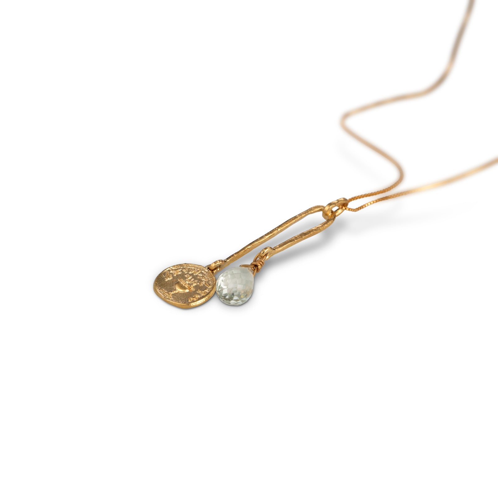 AMETHIST WITH GOLD HALF SHEKEL COIN