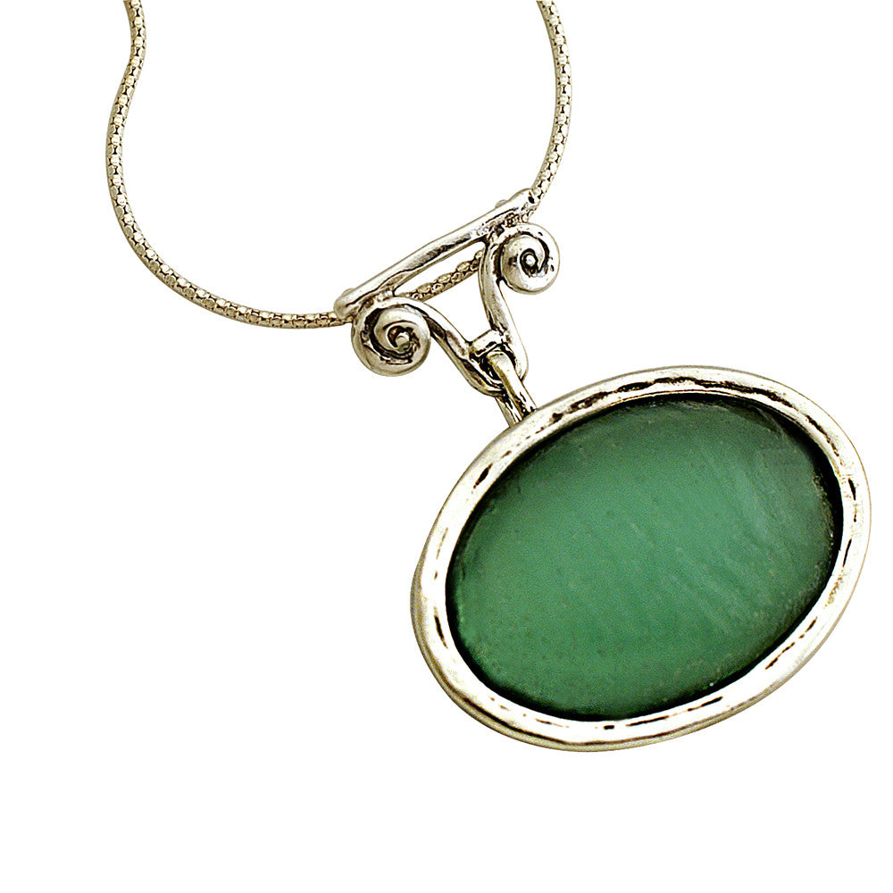 Silver &amp;  Roman Glass  Royal Capital Necklace