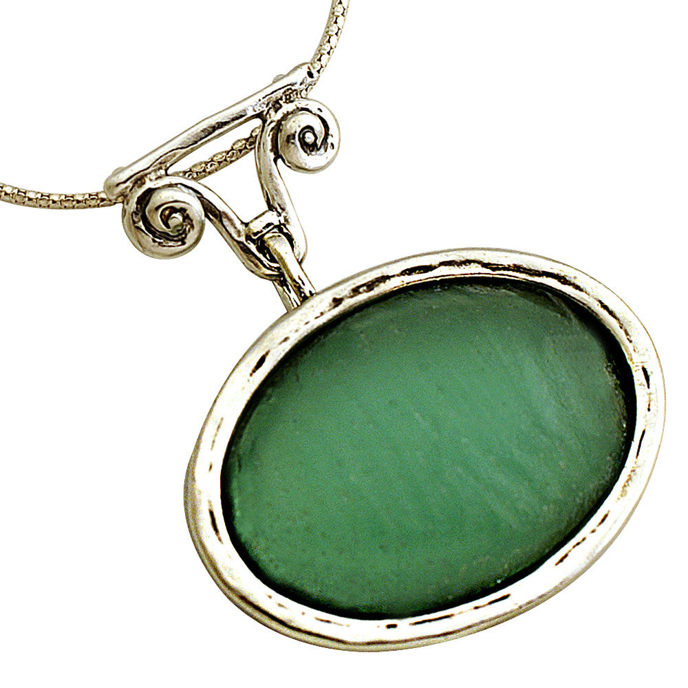 Silver &amp;  Roman Glass  Royal Capital Necklace