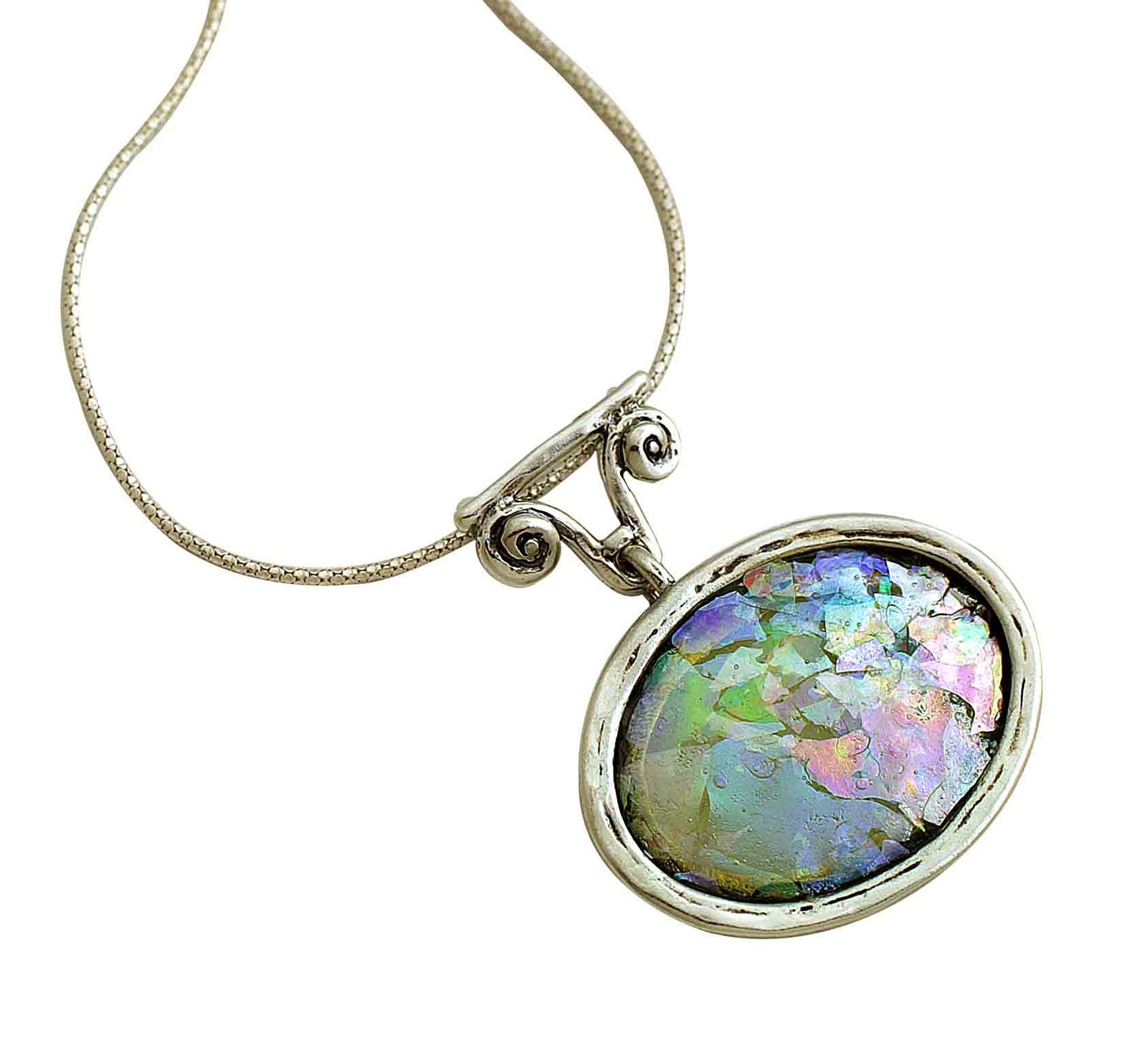 Roman Capital Silver Necklace.