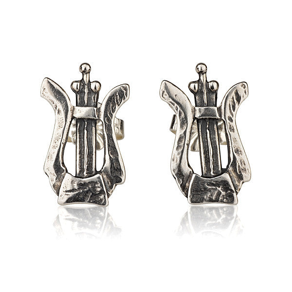 David's Harp Silver Earrings
