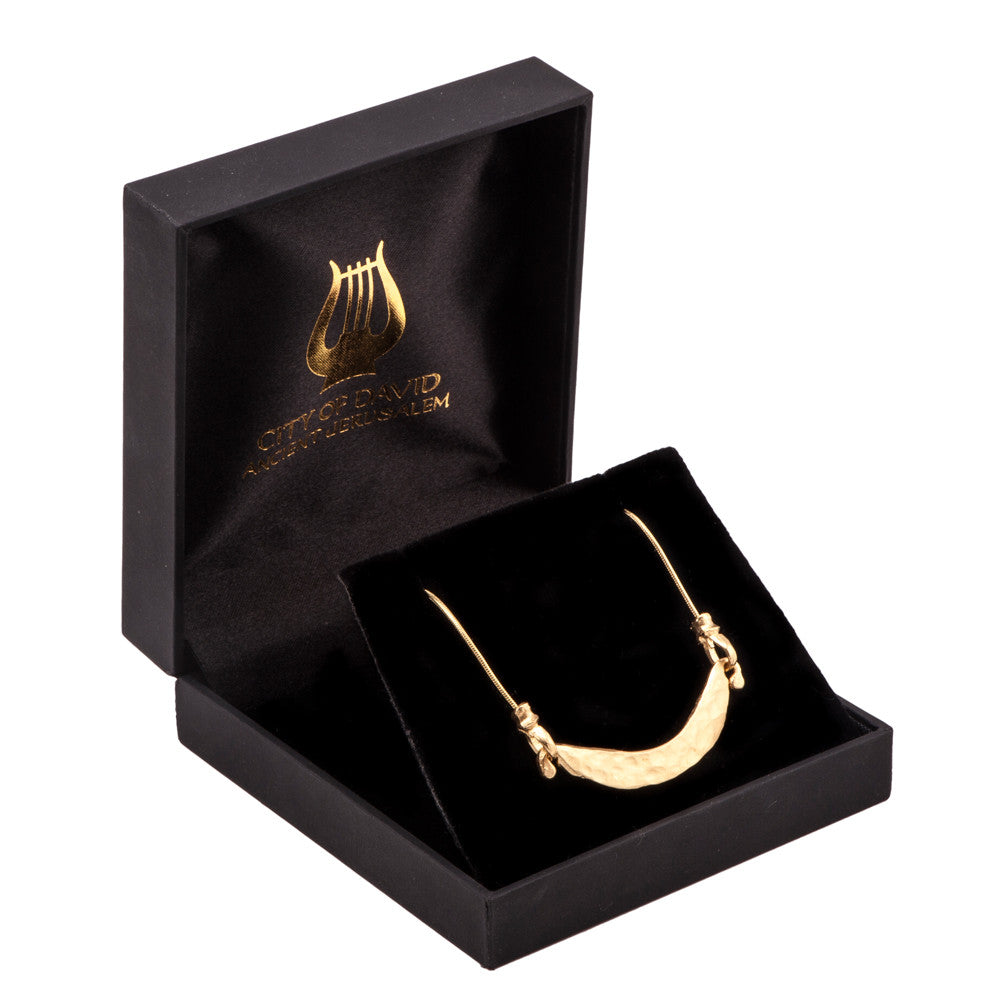 Hammered Gold Plated Harp Necklace