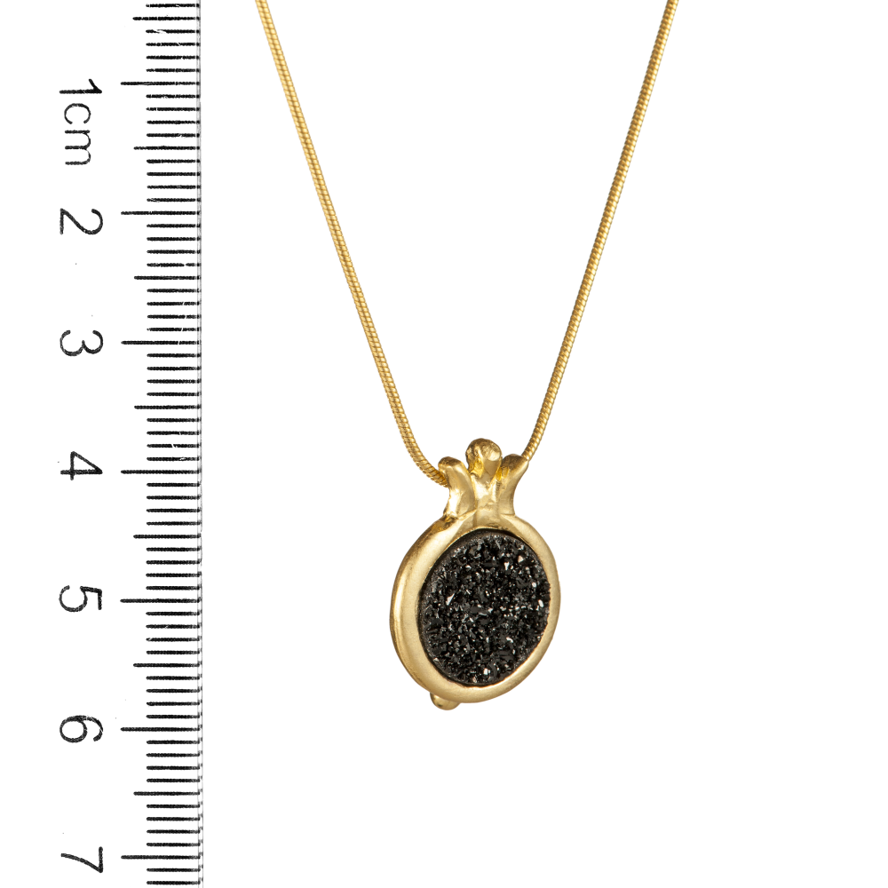 Gold Pomegranate and Druzy Stone Necklace