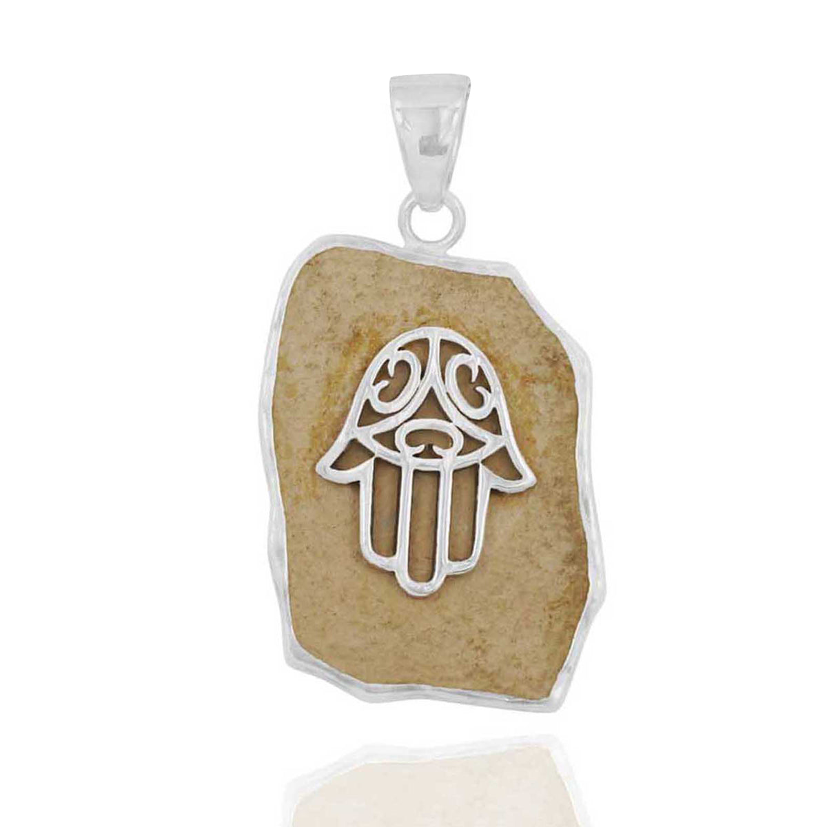 &quot;Hamsa&quot; Jerusalem Stone Necklace