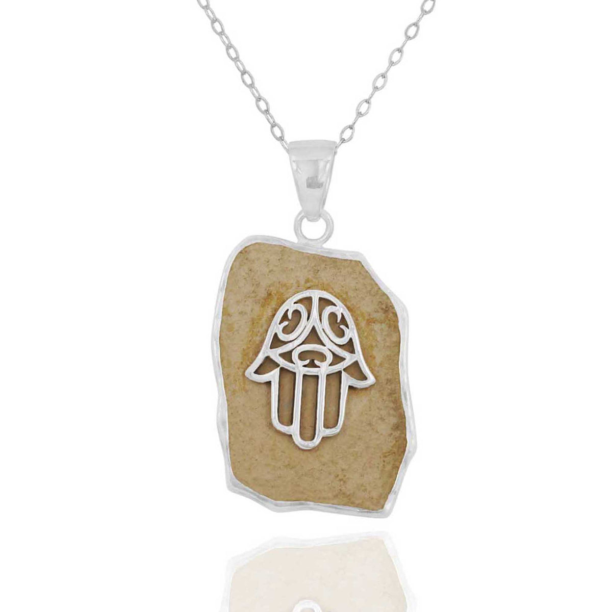 &quot;Hamsa&quot; Jerusalem Stone Necklace