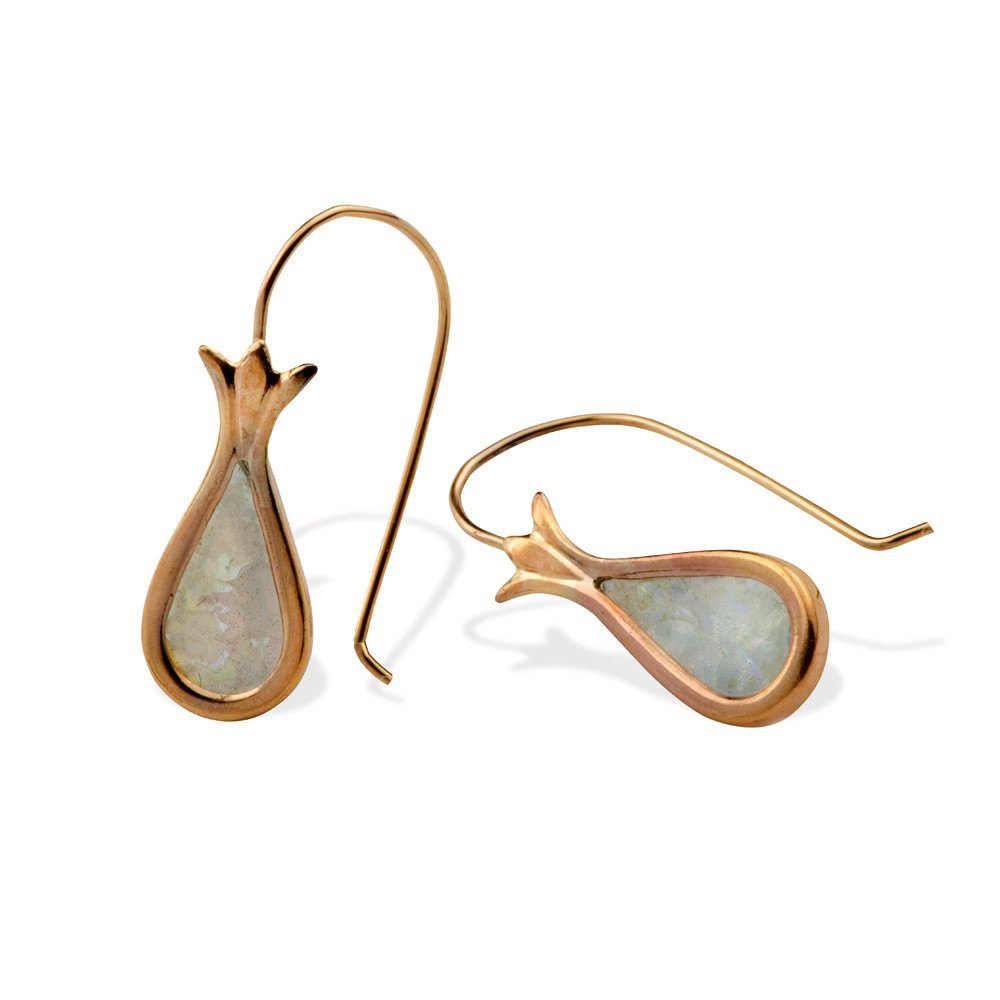 David’s Harp Gold & Roman Glass Earrings