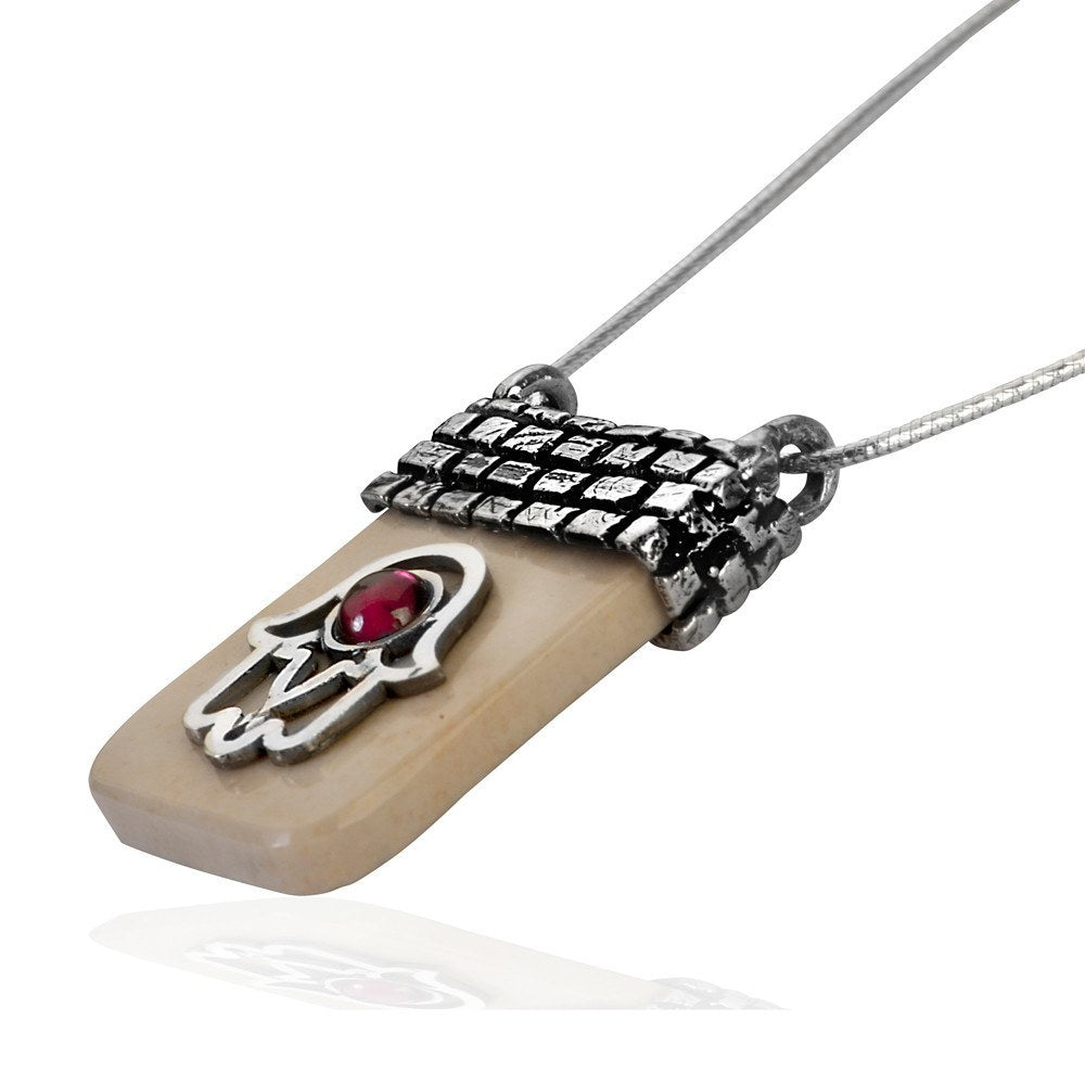Hamsa Temple Mount Necklace With Garnet