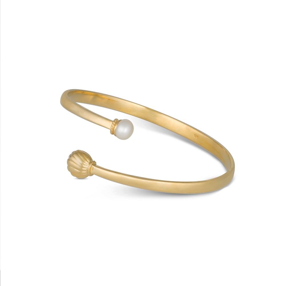 Golden Bell Bracelet in Gold Plated Silver with Pearl
