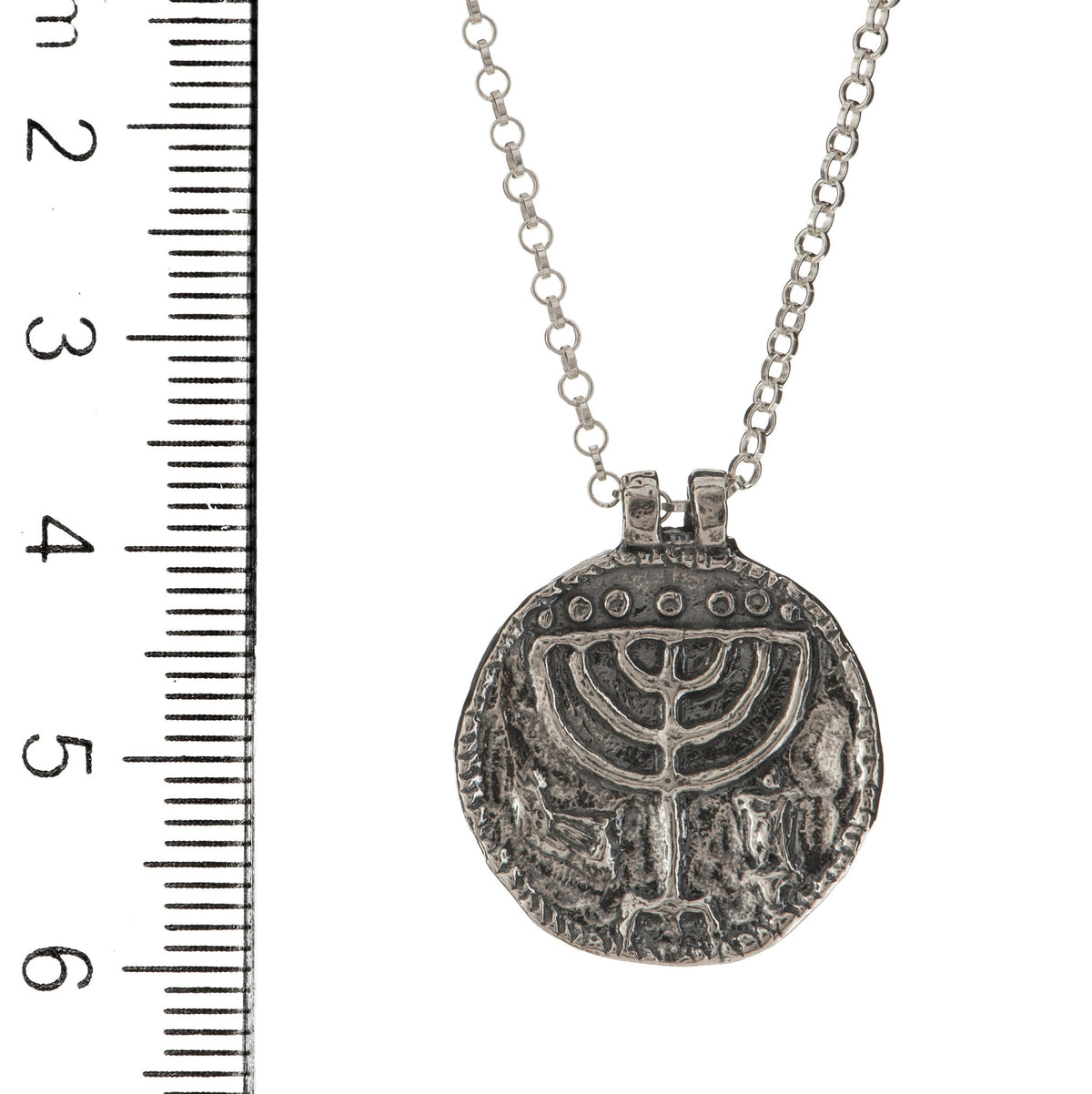 Silver Menorah Medallion Necklace