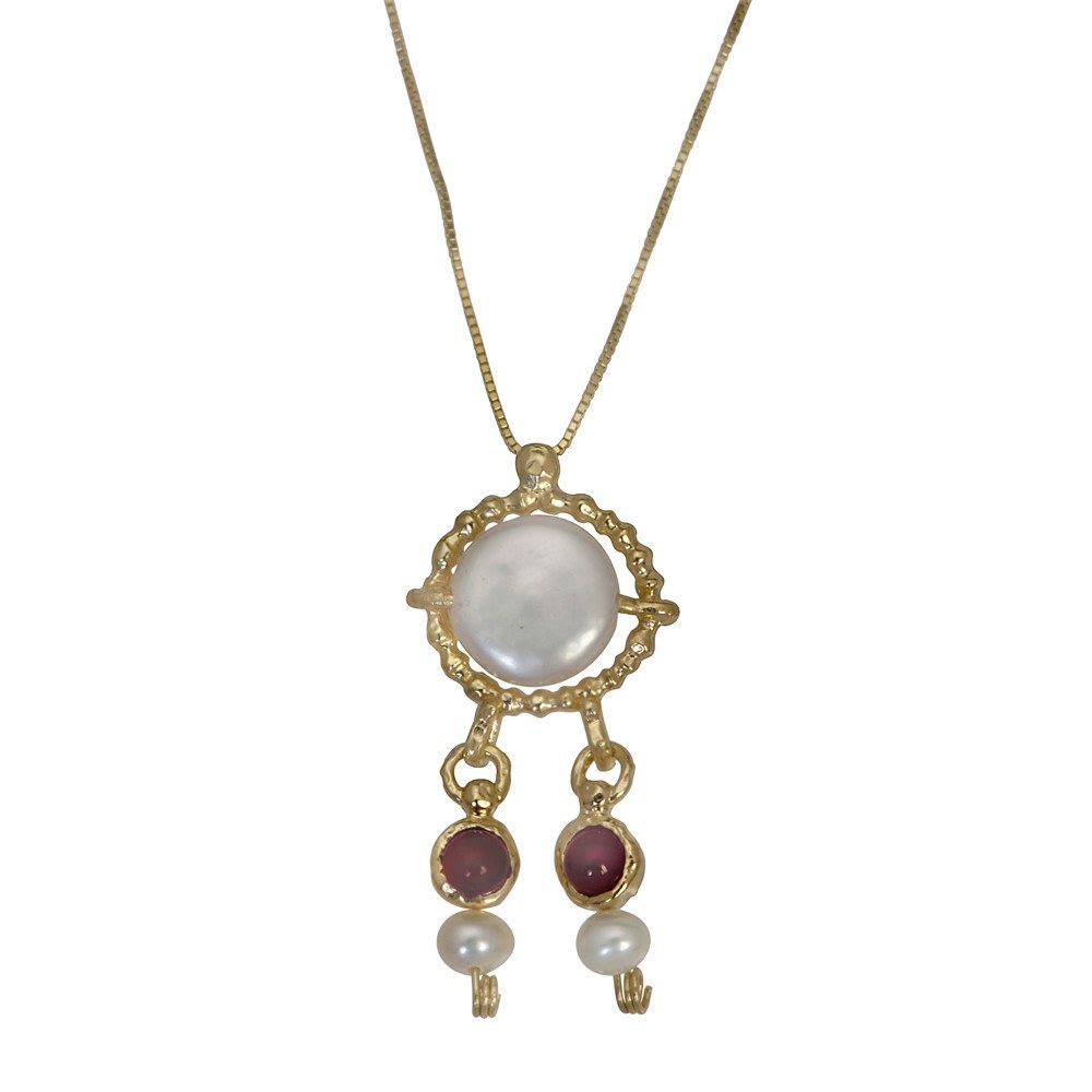 Queen Helene Pearl &amp; Carnelian Necklace