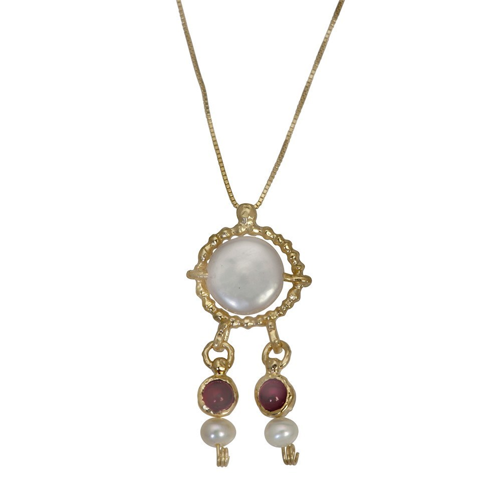 Queen Helene Pearl & Carnelian Necklace