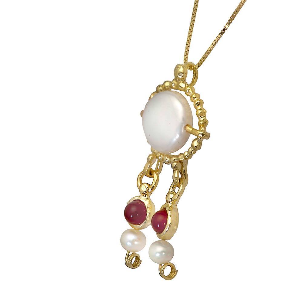 Queen Helene Pearl &amp; Carnelian Necklace